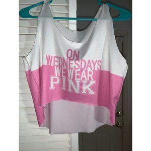 "MEAN GIRLS" Pink & White crop tank
